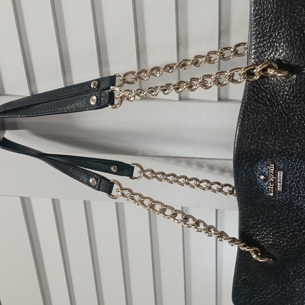 Kate Spade NY Emerson Pebbped Black Leather W/ Gold Chain Shoulder Bag - Picture 5 of 15